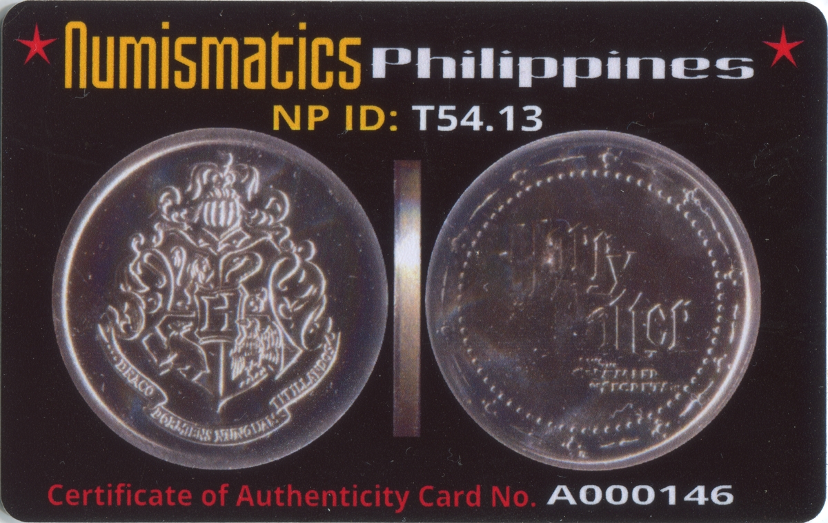 2002 Hogwarts Harry Potter and the Chamber of Secrets Gringotts Token A000146 COA Card Obverse