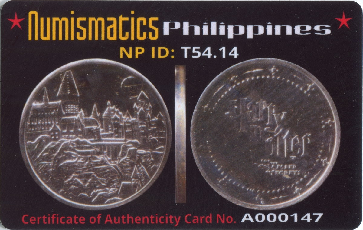 2002 Hogwarts School Harry Potter and the Chamber of Secrets Gringotts Token A000146 COA Card Obverse