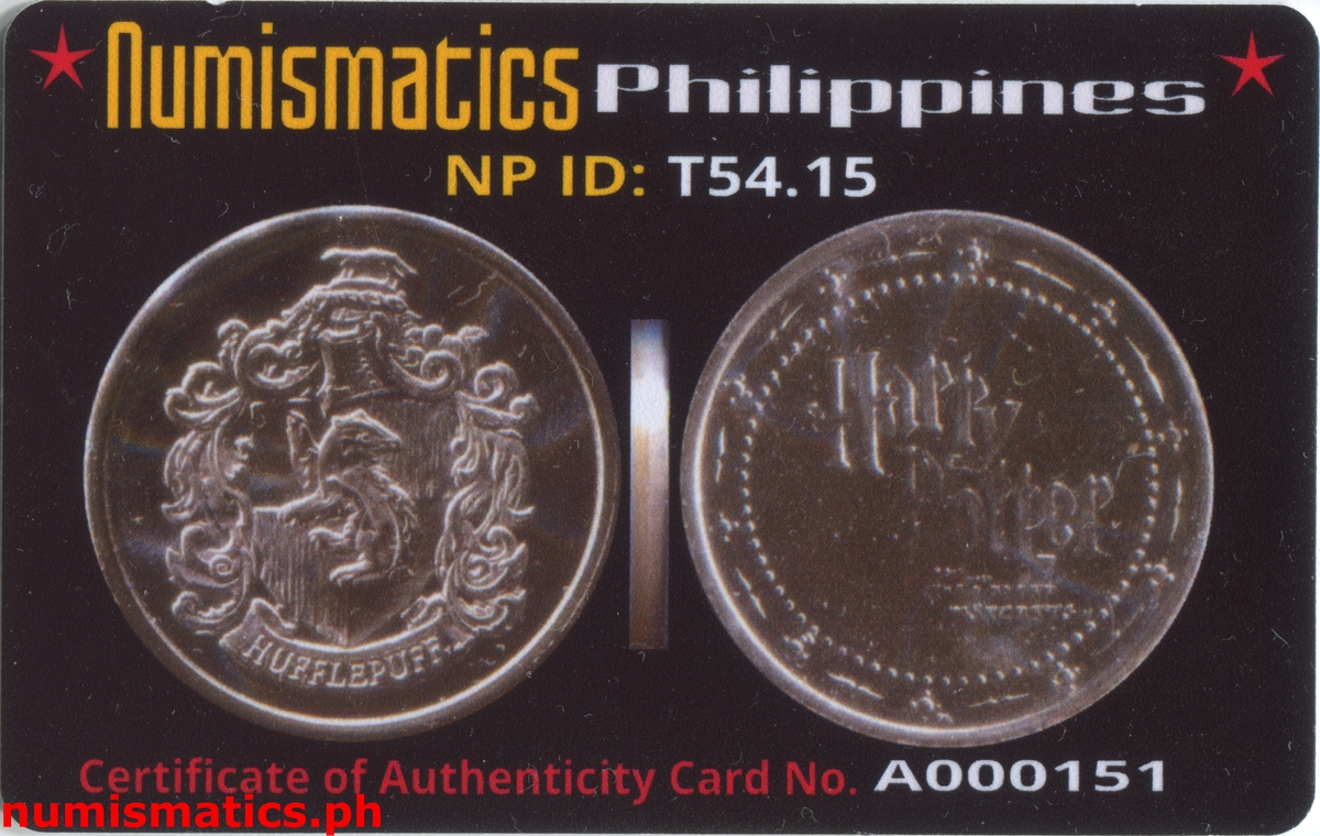 2002 Hufflepuff Harry Potter and the Chamber of Secrets Gringotts Token A000151 COA Card Obverse