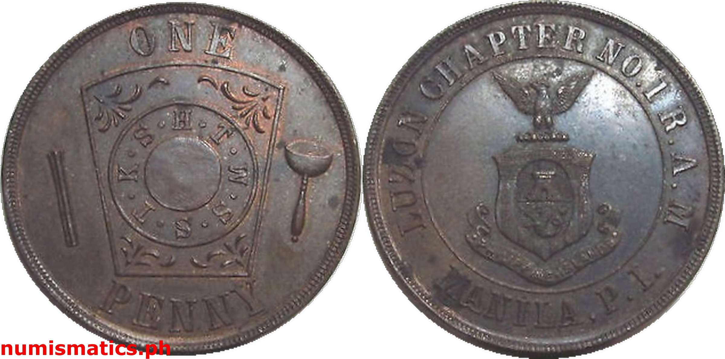 Luzon Chapter Masonic Coin Penny Token Bronze