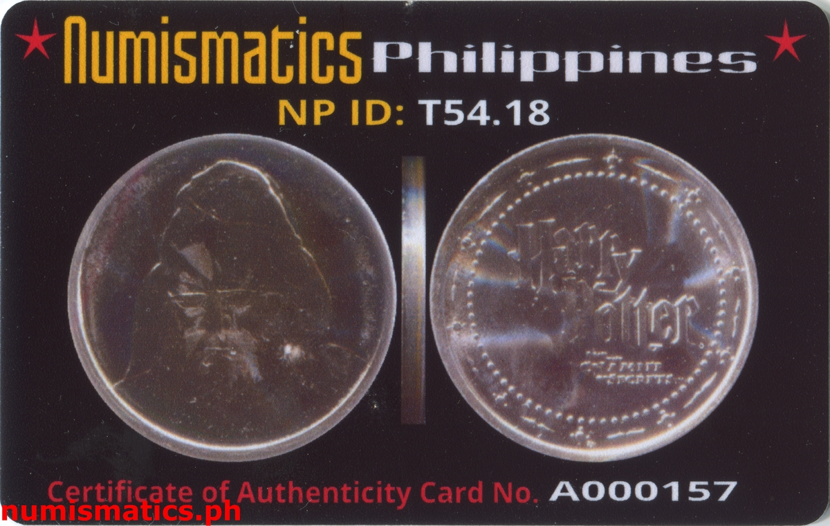 2002 Professor Dumbledore Harry Potter and the Chamber of Secrets Gringotts Token A000157 COA Card Obverse