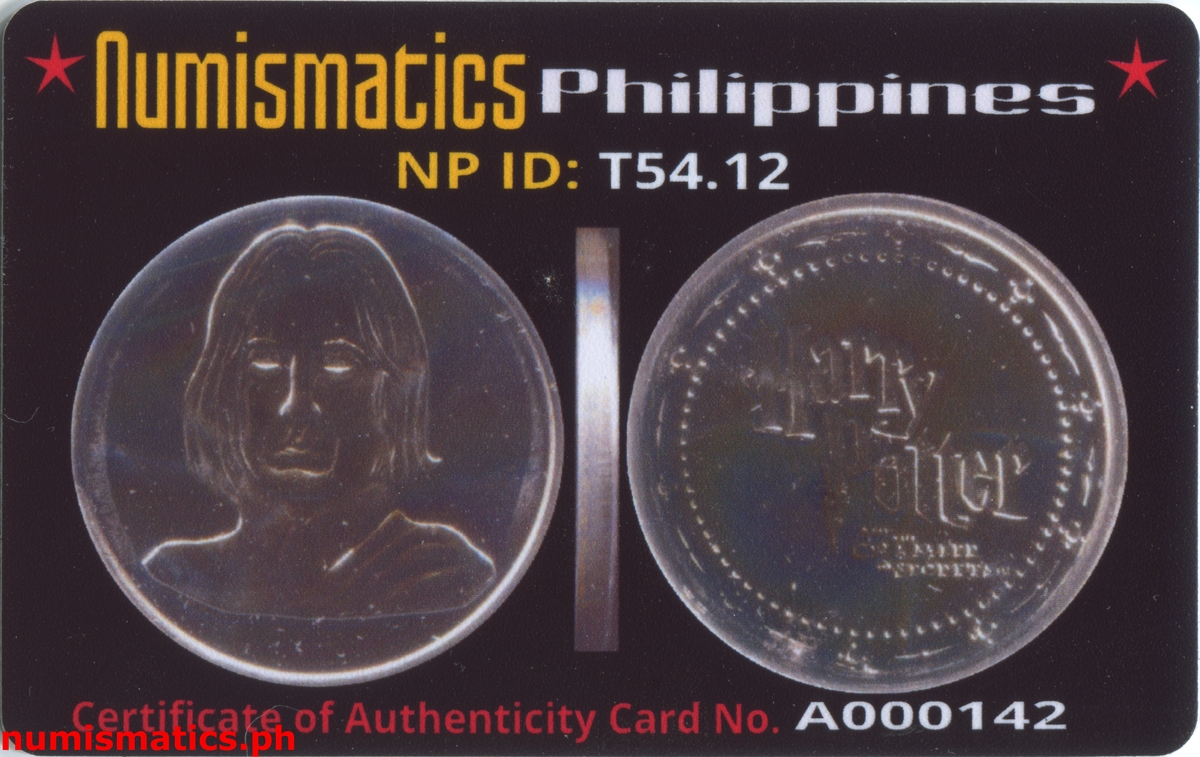 2002 Professor Severus Snape Harry Potter and the Chamber of Secrets Gringotts Token A000142 COA Card Obverse