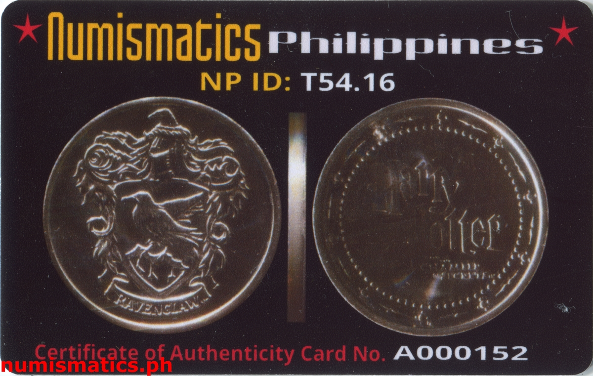 2002 Ravenclaw Harry Potter and the Chamber of Secrets Gringotts Token A000152 COA Card Obverse