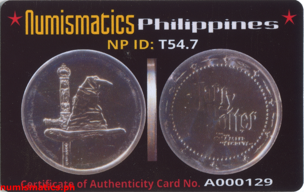 2002 Sorting Hat Harry Potter and the Chamber of Secrets Gringotts Token A000129 COA Card Obverse