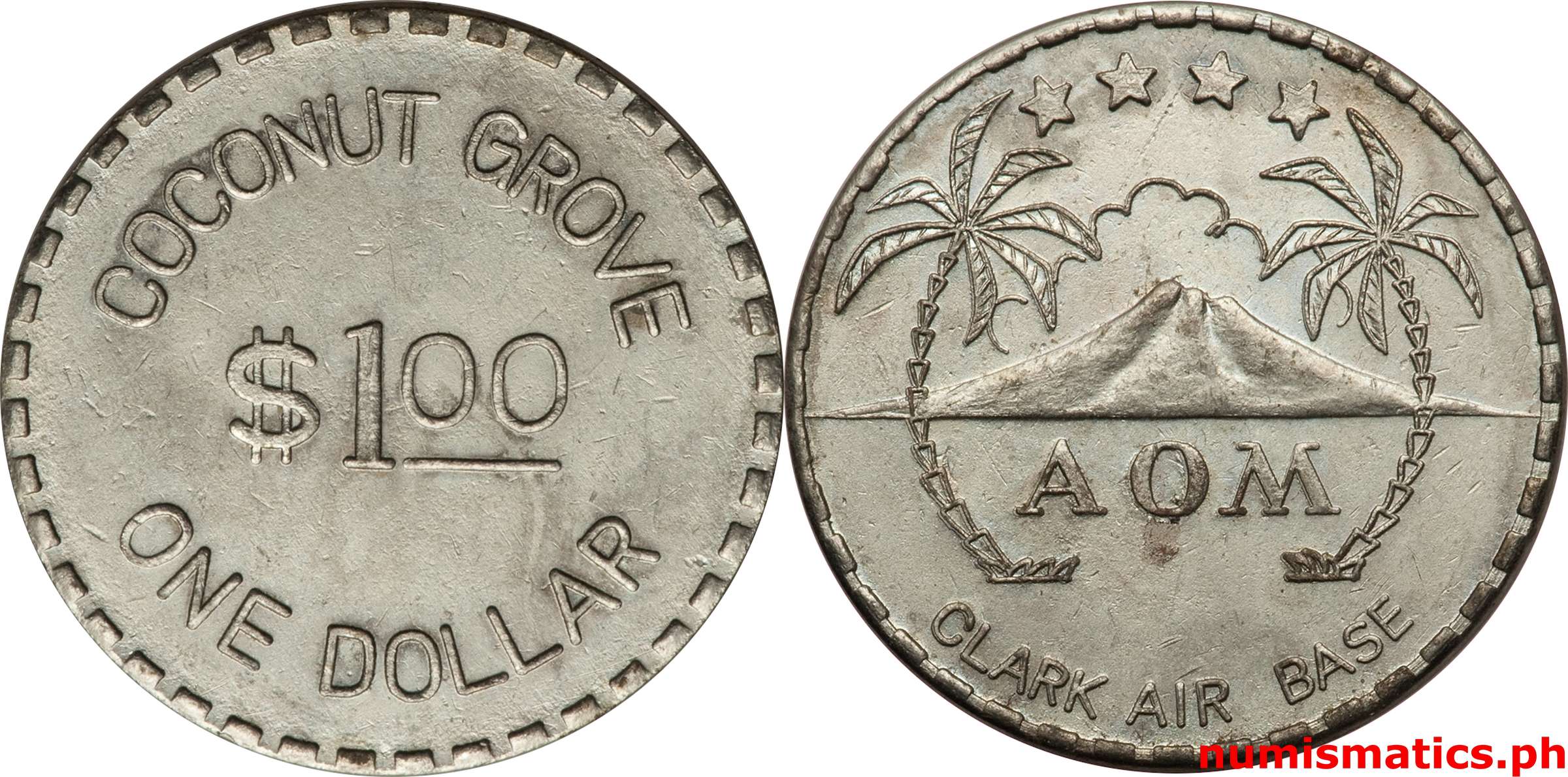 1960’s 1 Dollar Clark Air Base Coconut Grove AOM Token