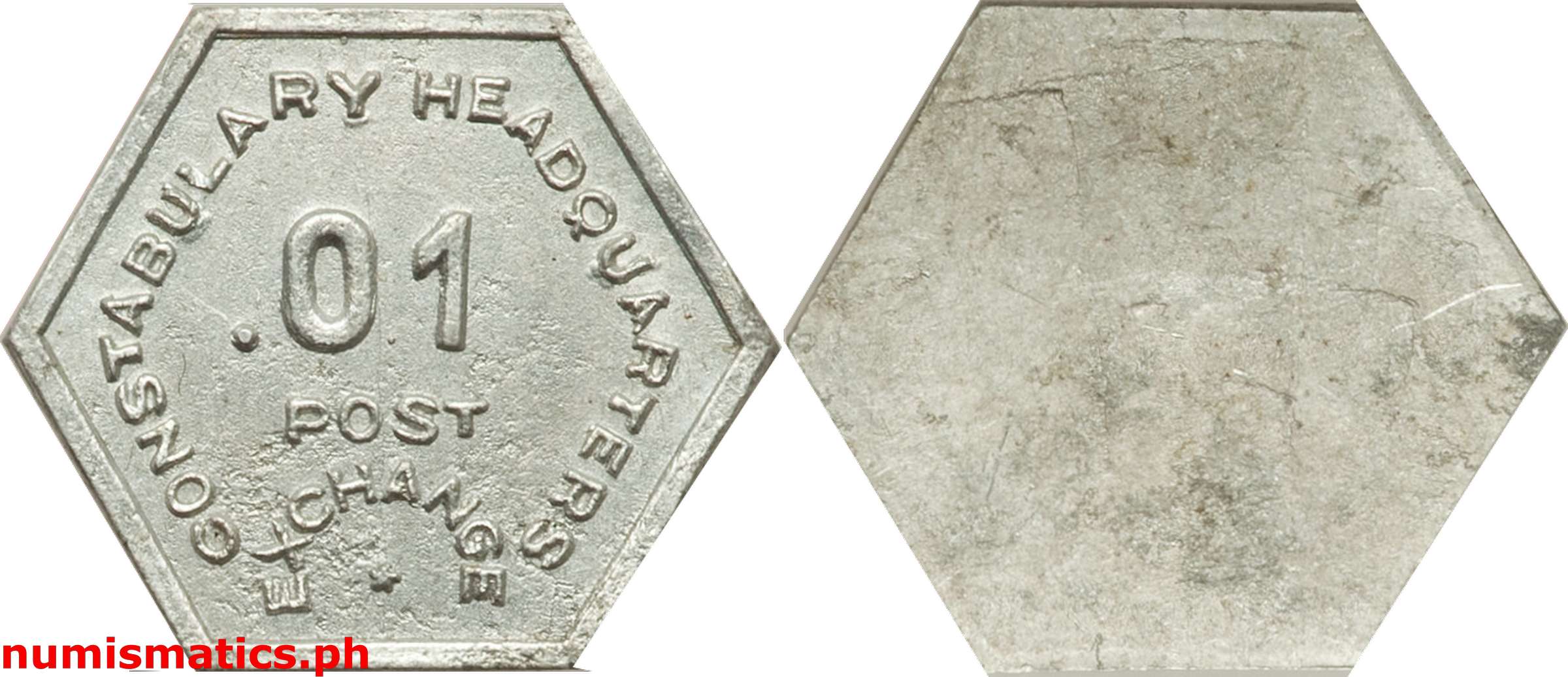 1 Centavo Headquarters Late 1920’s Constabulary Post Exchange Military Token