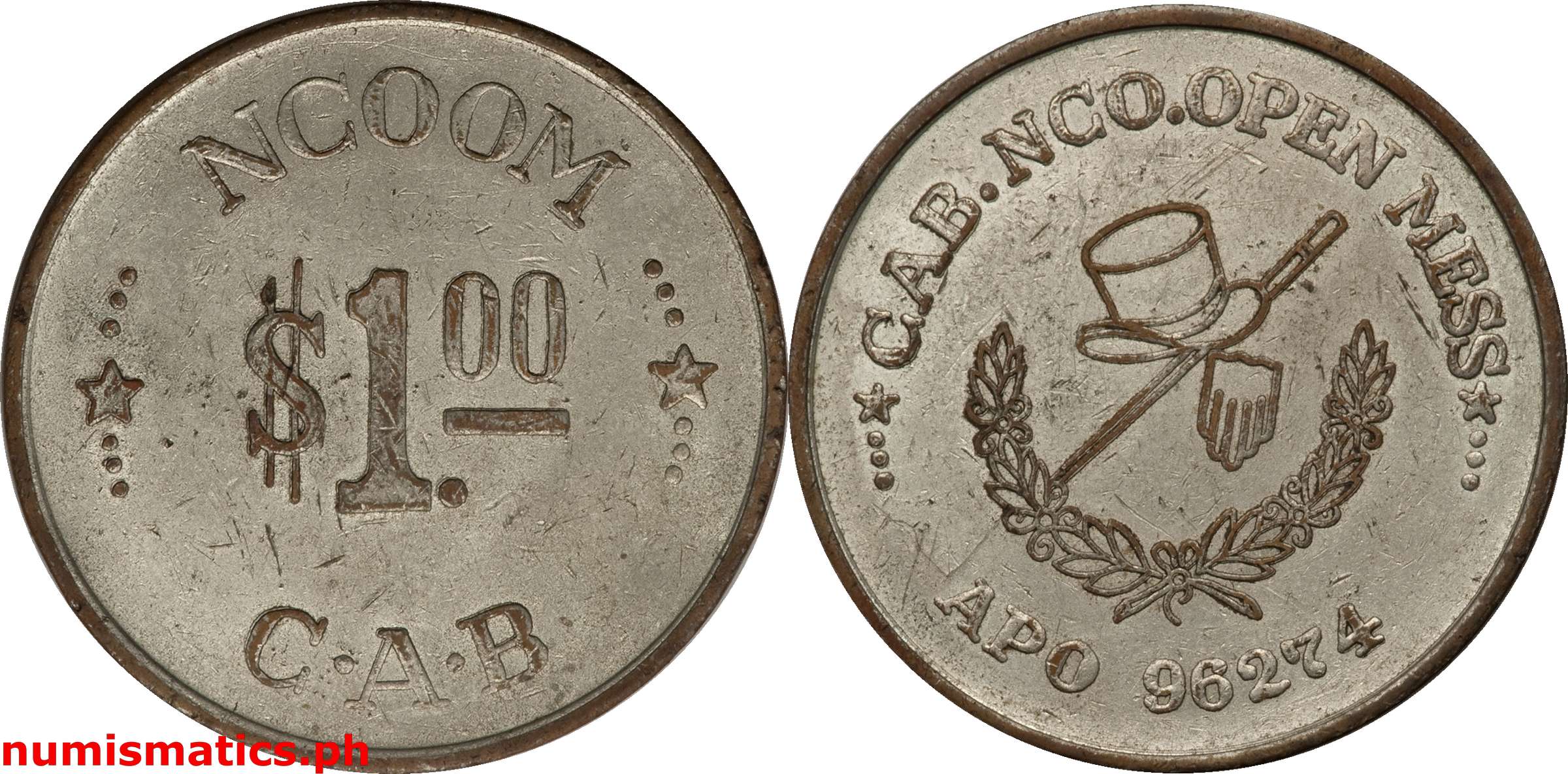 Late 1960’s 1 Dollar CAB NCOOM Top Hat Token