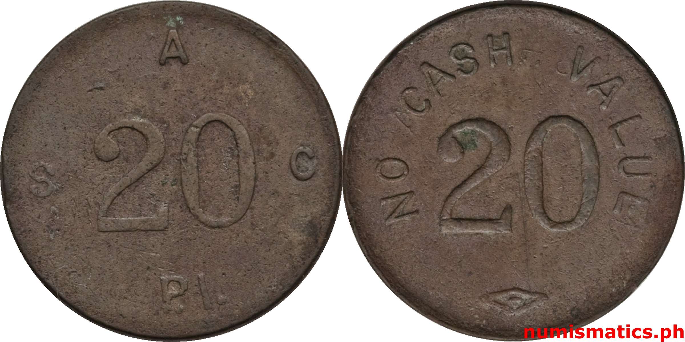 1930’s 20 Centavos SAC P.I. Token