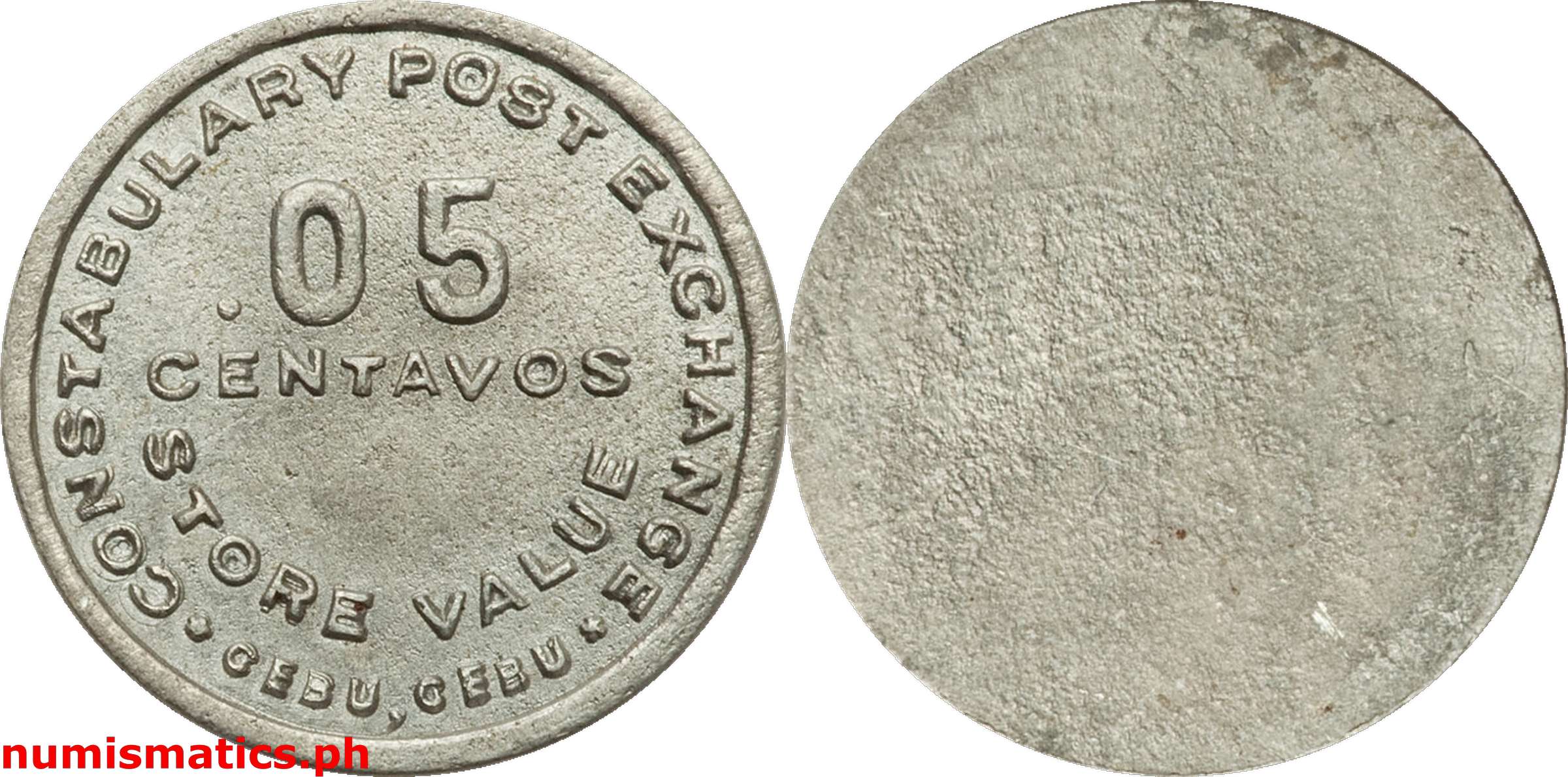 5 Centavos Store Cebu Late 1920’s Constabulary Post Exchange Military Token