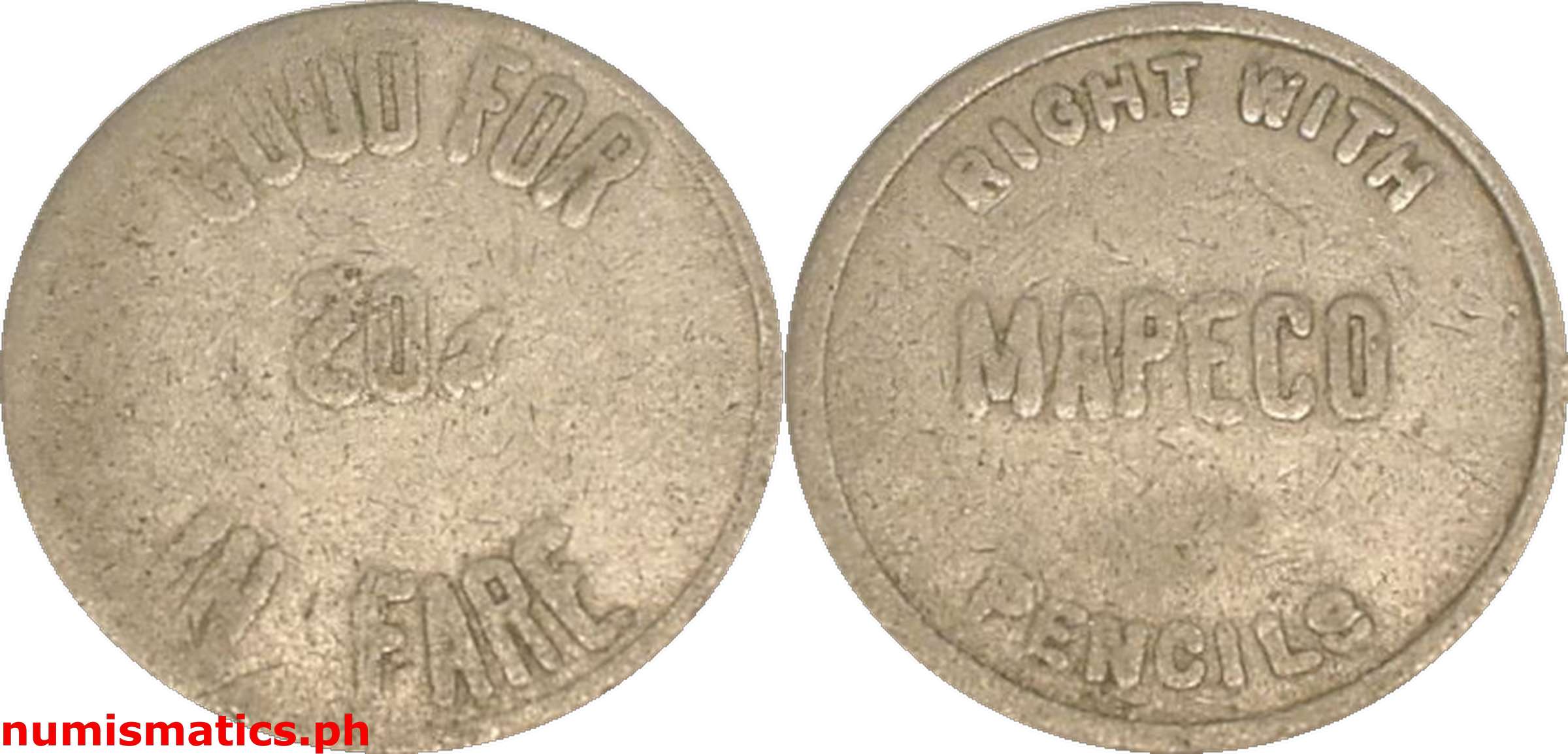 20 Centavos MAPECO Clark Field Bus Line Token