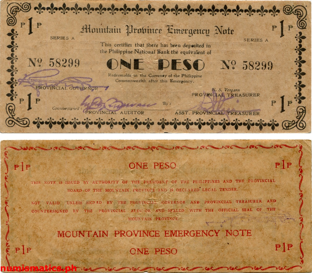 1 Peso Mountain Province Emergency Note